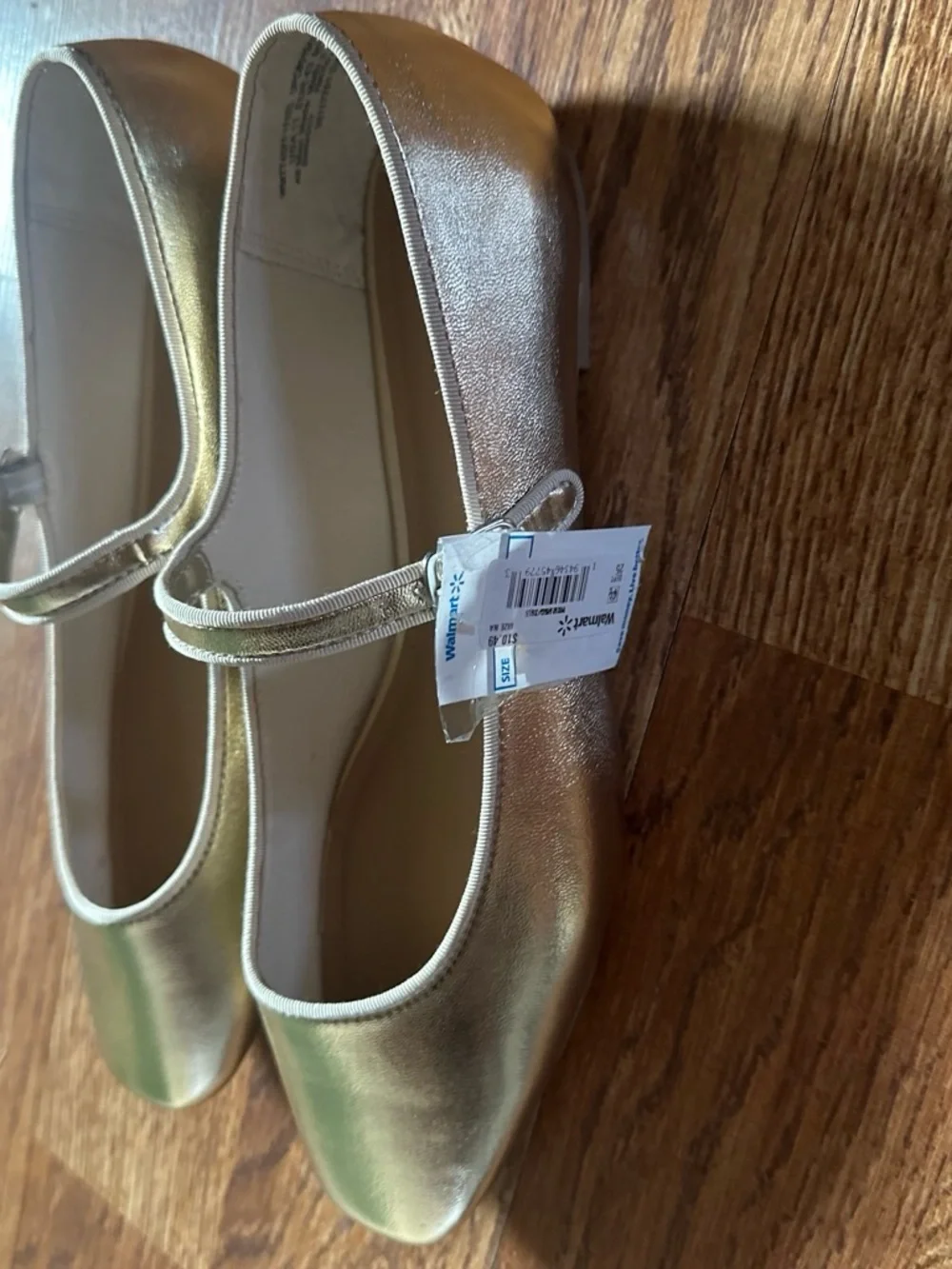 Time and Tru Metallic Gold Mary Jane Flats